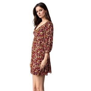 NEW BILLABONG Swept Away Again Mini Dress floral extra small NWT